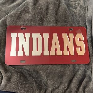Red 'Indians' License Plate